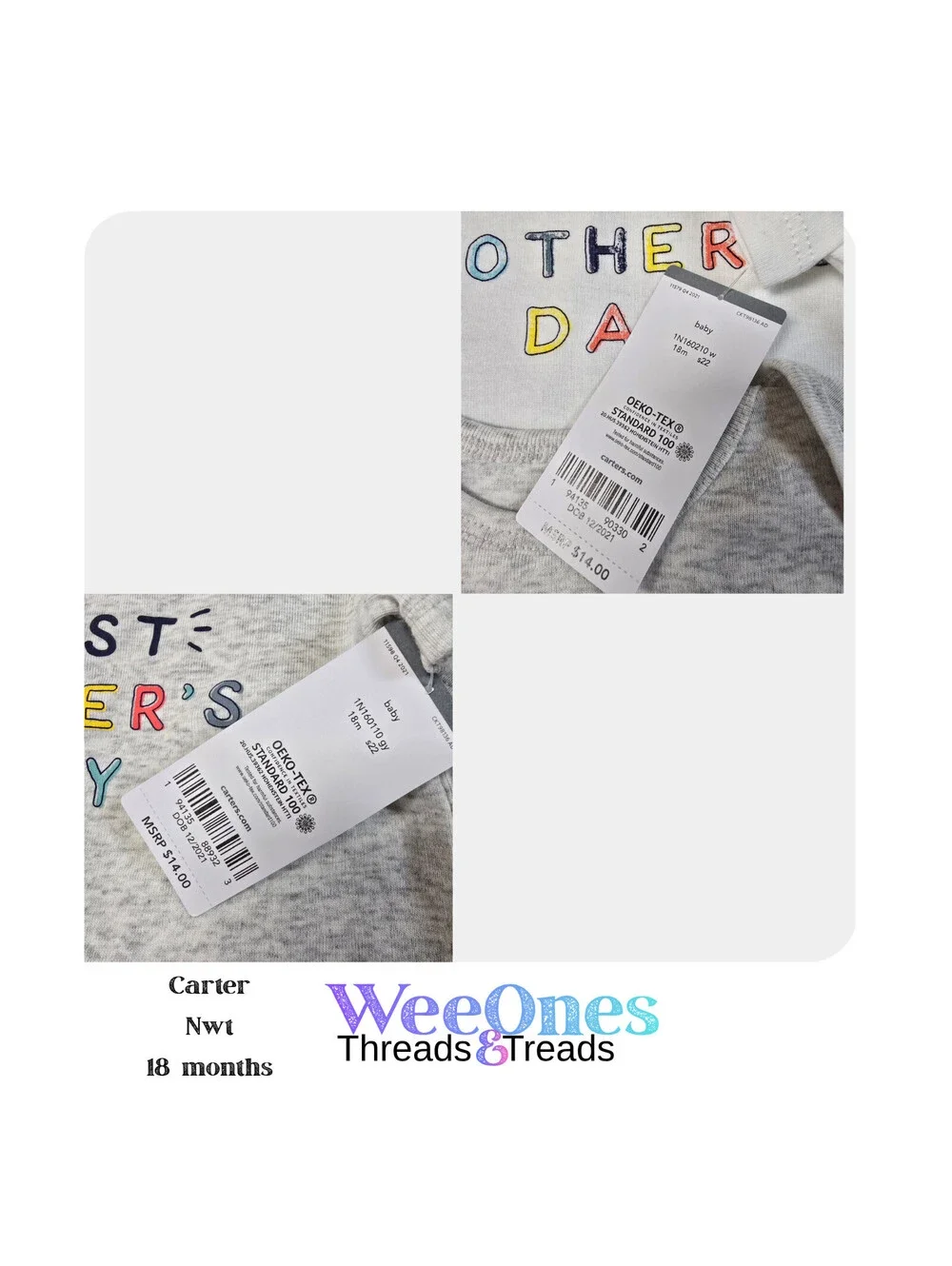 Mother's Father's Day Bodysuit 2 pc Carter NWT 18 mo